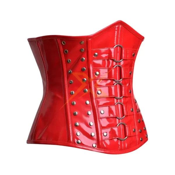 Beautiful Genuine PVC Red Patent Genuine Steel Busk Heavy Duty steel Bones Underbust Corset Top 1