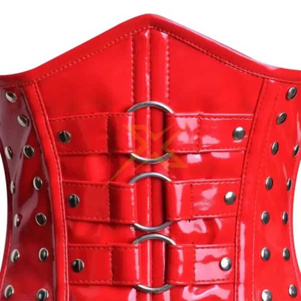 Beautiful Genuine PVC Red Patent Genuine Steel Busk Heavy Duty steel Bones Underbust Corset Top 2