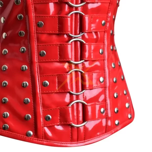 Beautiful Genuine PVC Red Patent Genuine Steel Busk Heavy Duty steel Bones Underbust Corset Top 5