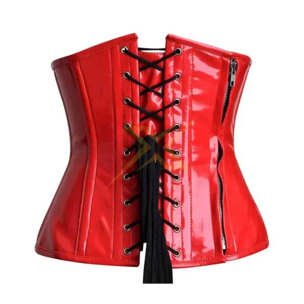 Beautiful Genuine PVC Red Patent Genuine Steel Busk Heavy Duty steel Bones Underbust Corset Top 6