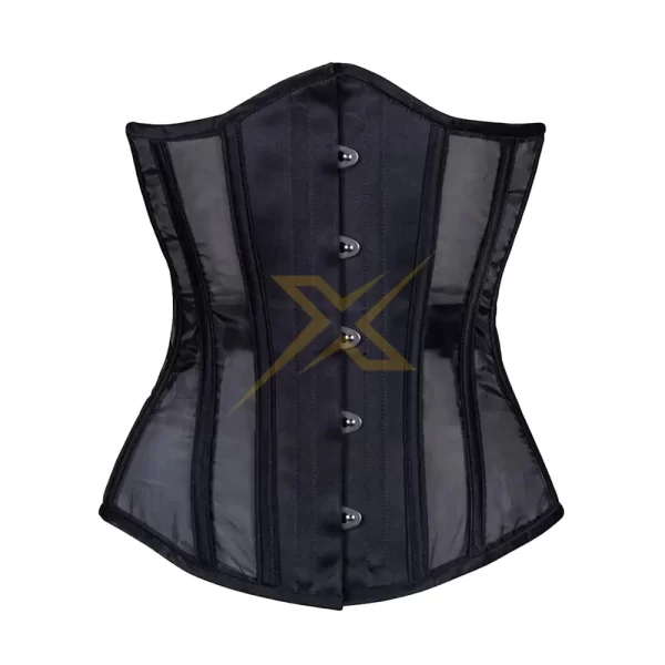 Hot selling Steel Boned Genuine Fine Mesh Under Bust Corset Gothic Satin Top Hourglass Top Women Over bust Bustier Genuine Corset 1