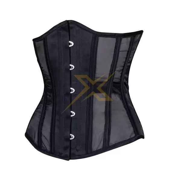 Hot selling Steel Boned Genuine Fine Mesh Under Bust Corset Gothic Satin Top Hourglass Top Women Over bust Bustier Genuine Corset 3