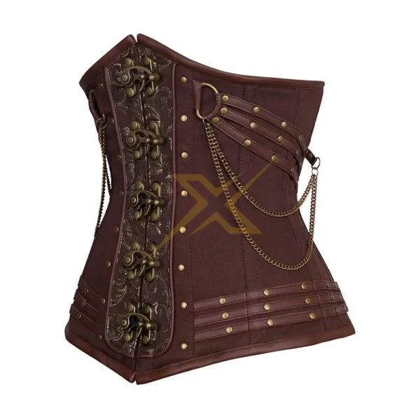 Womens Genuine Cotton and Leather Steampunk Cotton Corset 2