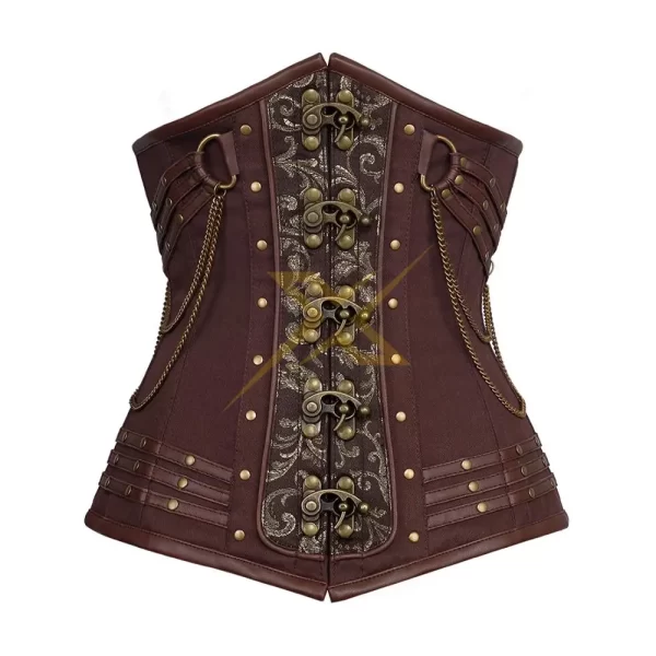 Womens Genuine Cotton and Leather Steampunk Cotton Corset 3