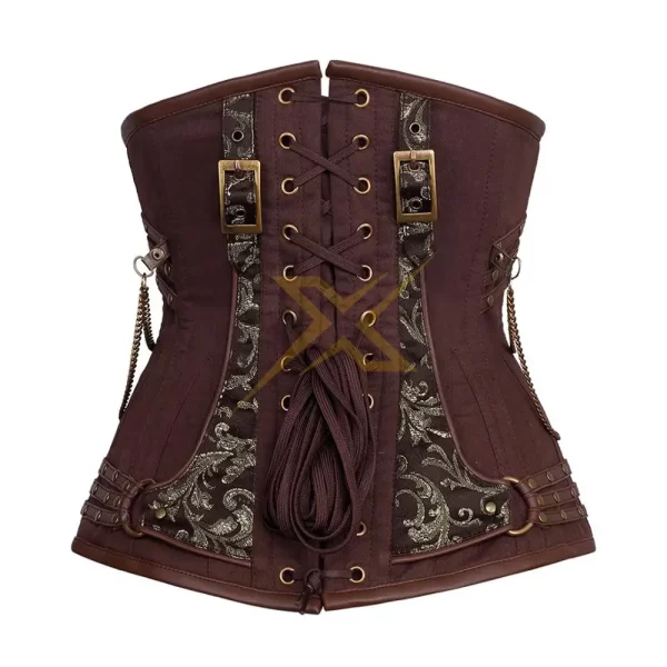 Womens Genuine Cotton and Leather Steampunk Cotton Corset 4