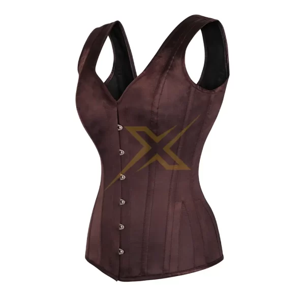 Womens Genuine Heavy Duty V Neck Cotton Corset 1