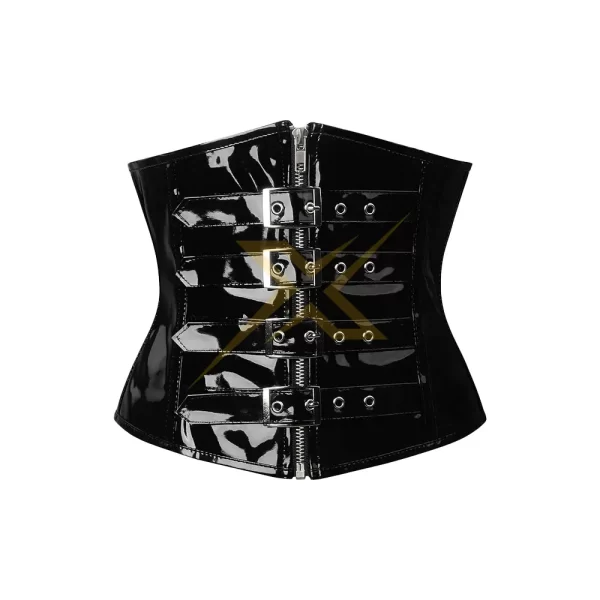 Womens Shiny PVC Leather Heavy Duty Waist Training Body Shaper Bustier Underbust Corset 1