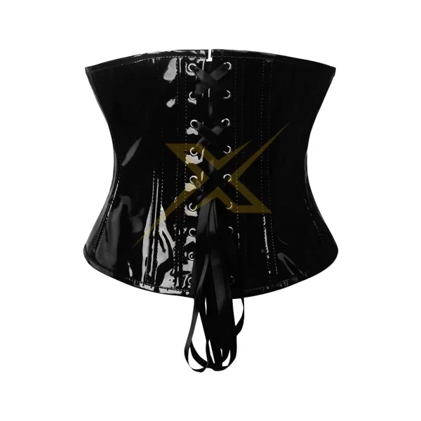 Womens Shiny PVC Leather Heavy Duty Waist Training Body Shaper Bustier Underbust Corset 2