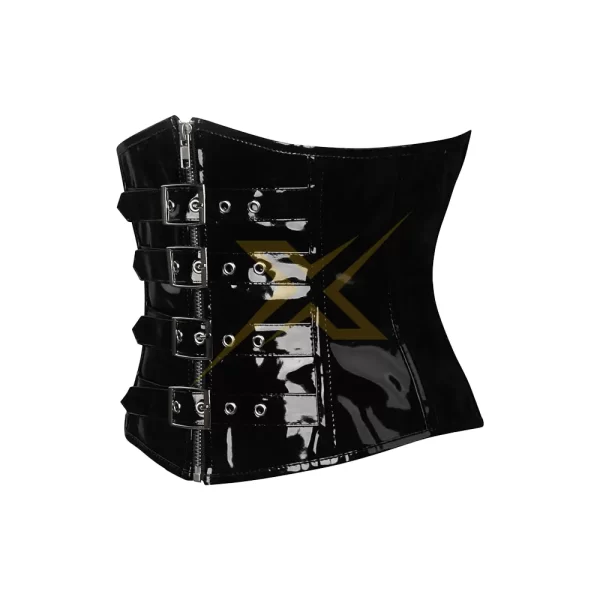 Womens Shiny PVC Leather Heavy Duty Waist Training Body Shaper Bustier Underbust Corset 3