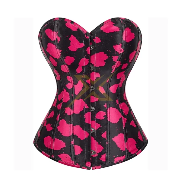 2024 High Quality Satin Sublimation Design Over Bust Corset Waist Training Heavy Genuine Double Steel Boned Genuine Corset 2