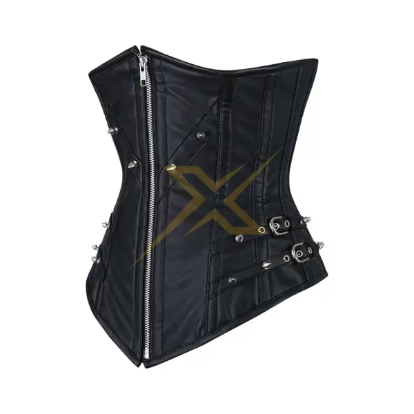 Genuine Corset Metal Zipper Heavy Duty Genuine Steel Boned Faux Leather Longline Corset Underbust Corset Bondage 1