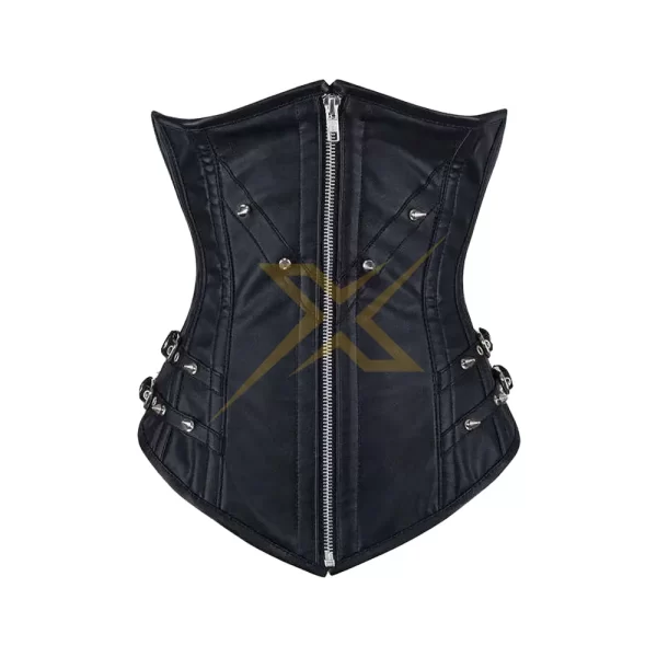 Genuine Corset Metal Zipper Heavy Duty Genuine Steel Boned Faux Leather Longline Corset Underbust Corset Bondage 2