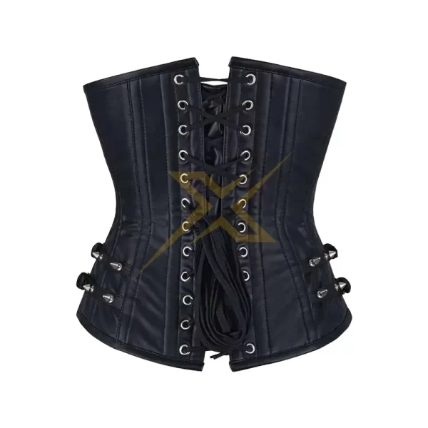 Genuine Corset Metal Zipper Heavy Duty Genuine Steel Boned Faux Leather Longline Corset Underbust Corset Bondage 3