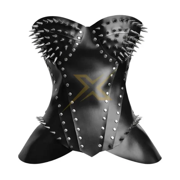 Genuine Leather with Cord Lacing Steel Busk Stell Bullets Criss Cross lacing Steampunk corset top 1