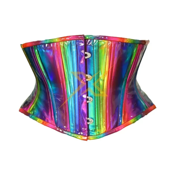 Rainbow Genuine Heavy Duty Steel Boned Vinyl PVC Underbust Corset.2