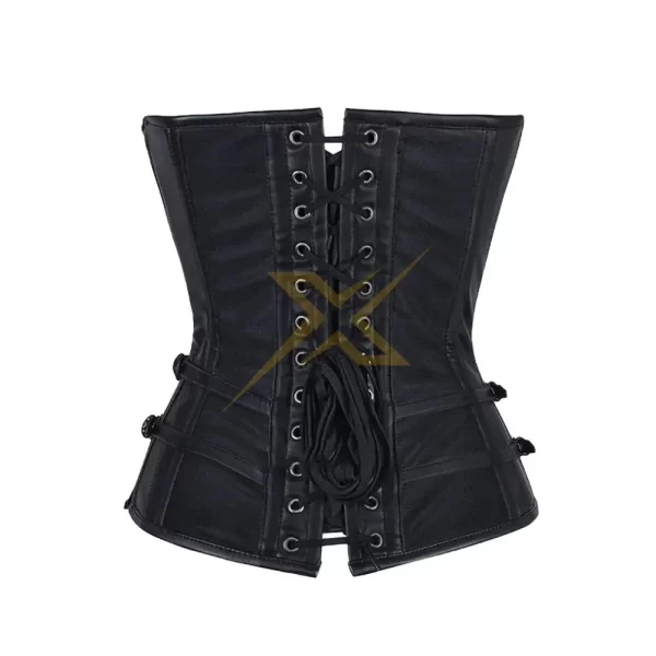 Sheep Nappa Leather Corset Womens Gothic Corset Zipper Steel bone Court Overbust Waist and Chest Gathered Corset 2