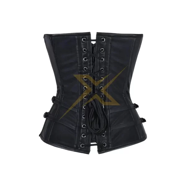 Womens Gothic Genuine Heavy Duty Steel Boned Sheep Napa Leather Overbust Corset 2