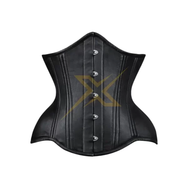 Womens Sexy Curvy Genuine Sheep Nappa Leather Front Metal Busk Heavy Duty Steel boned waist Training Genuine Underbust Corset 1