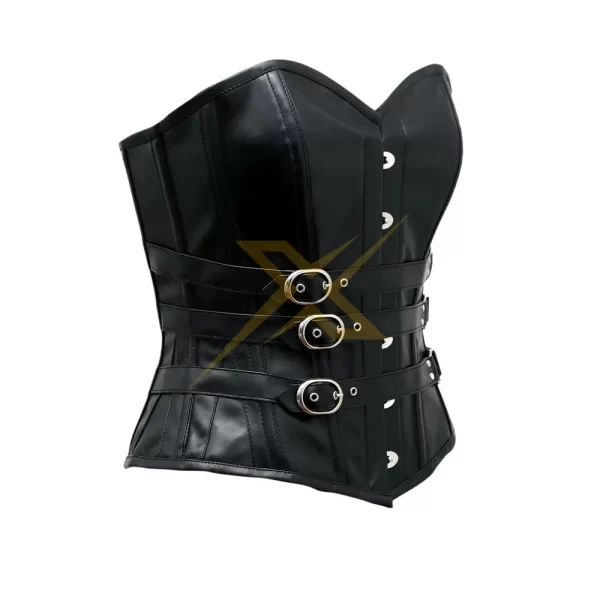 Womens real Genuine Nappa Leather Heavy Duty Steel Boned Steel Busk Gothic Overbust Corset 1