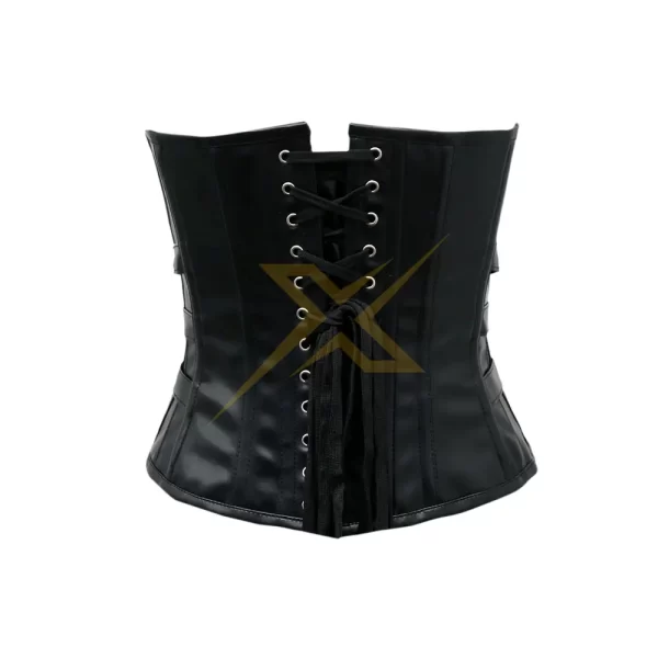 Womens real Genuine Nappa Leather Heavy Duty Steel Boned Steel Busk Gothic Overbust Corset 2