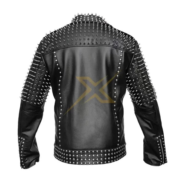 014 Mens Quality Genuine Spike Studded Punk Style Real Leather Jacket 1