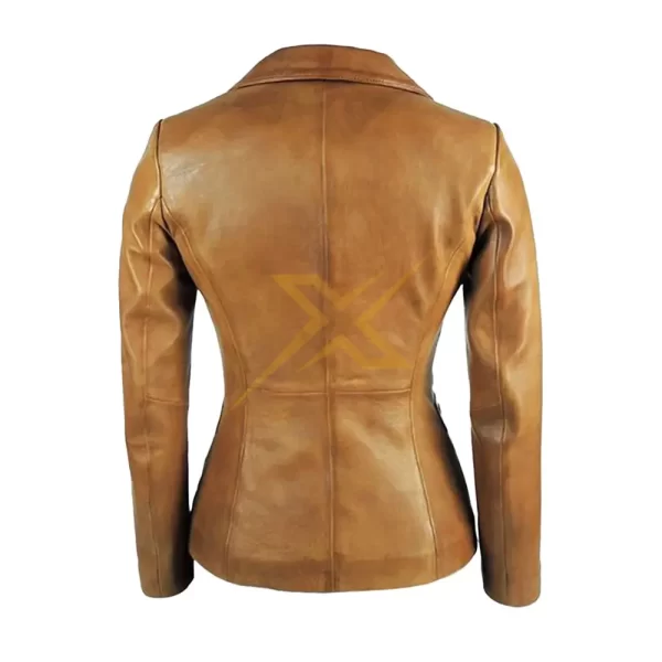 038 Ladies Genuine Leather Simple Casual Blazer Jacket 1