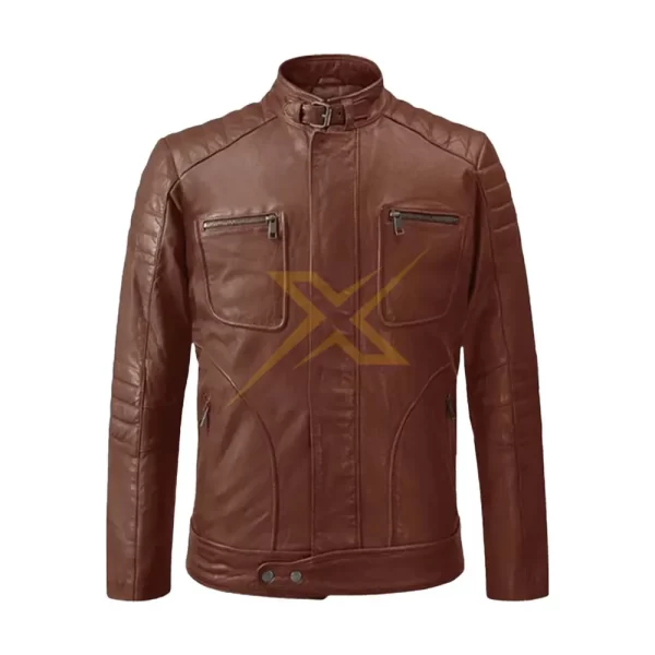 Mens Genuine Bomber Firefly Moto Tan Biker Handmade Leather Jacket 2