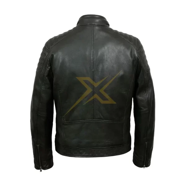 Mens Genuine Real Lambskin Black Leather Slim and Fit Cafe Racer Jacket 1