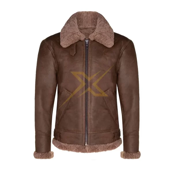 Mens Genuine Sheepskin WW2 Bomber Brown Leather B3 Flying Aviator Warm and Stylish Beautiful Jacket 2