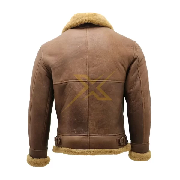 Mens Genuine Sheepskin WW2 Bomber Brown Leather B3 Flying Aviator Warm and Stylish Jacket 1