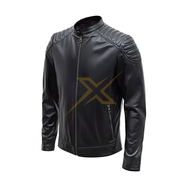 Mens Genuine Slim and Fit Real Lambskin Black Leather Fashion Motorcycle Jacket 3