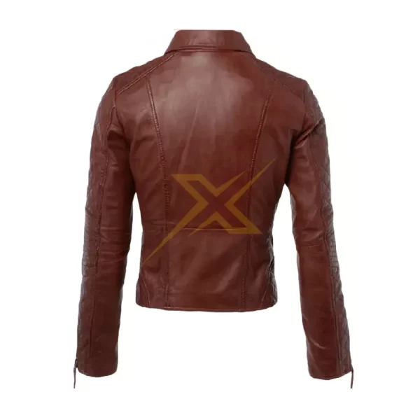 Womens Genuine Slim Fit Stylish Brown Leather Jacket 1