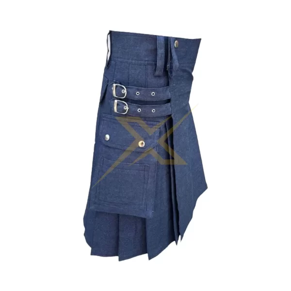 Mens Pure Denim Utility Kilt Adjustable Straps Fashion kilt 1