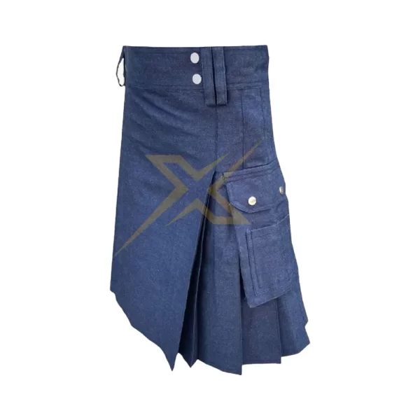 Mens Pure Denim Utility Kilt Adjustable Straps Fashion kilt 3