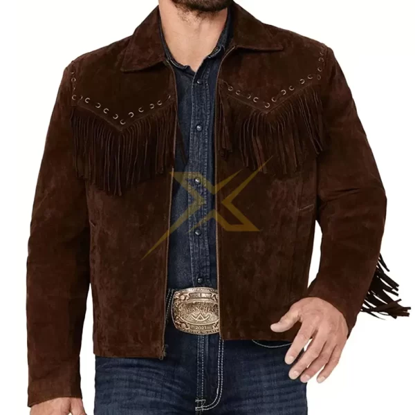 016 Mens Genuine Fringe Leather Jackets 2