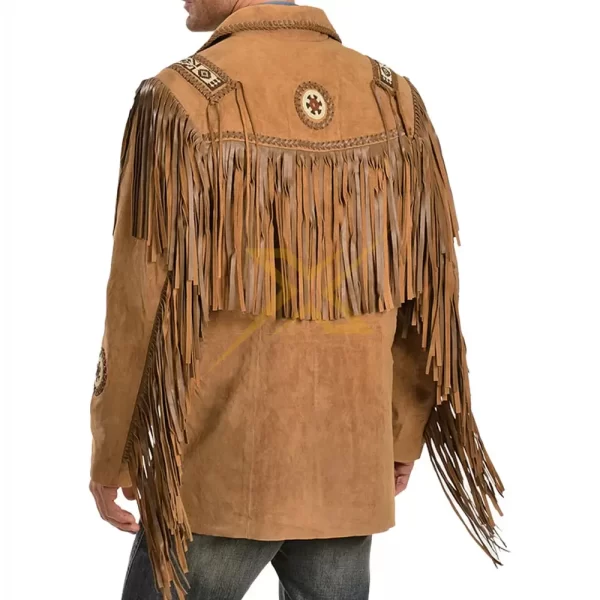 023 Mens Genuine Western Wear Cowboy Suede Cowboy Fringe Leather Jackets 1