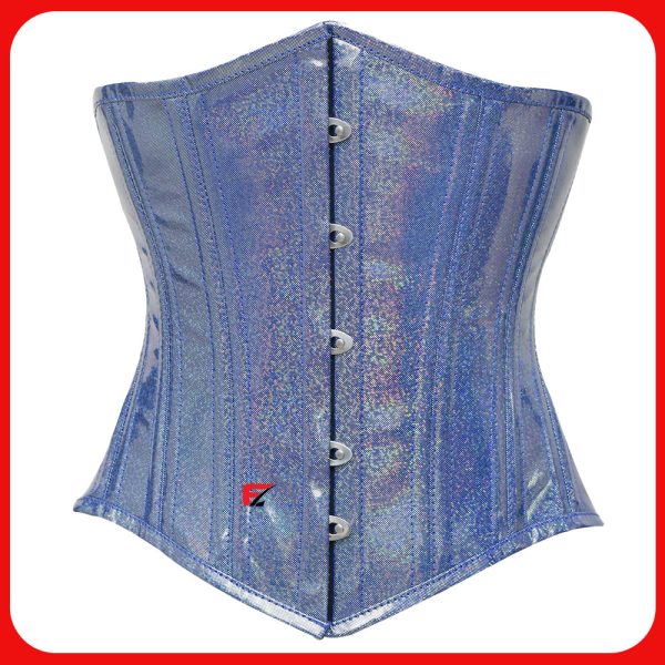 Heavy Duty Light Blue Shiny PVC Underbust corset