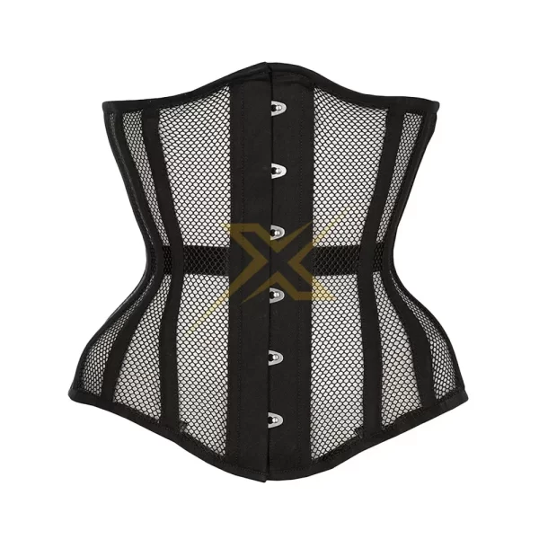 Genuine Black Mesh Longline Under Bust Corset 2