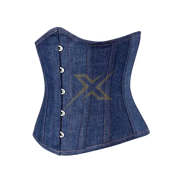 Genuine Heavy Duty Steel Boned Denim Waist Shaper Under Bust Corset 3