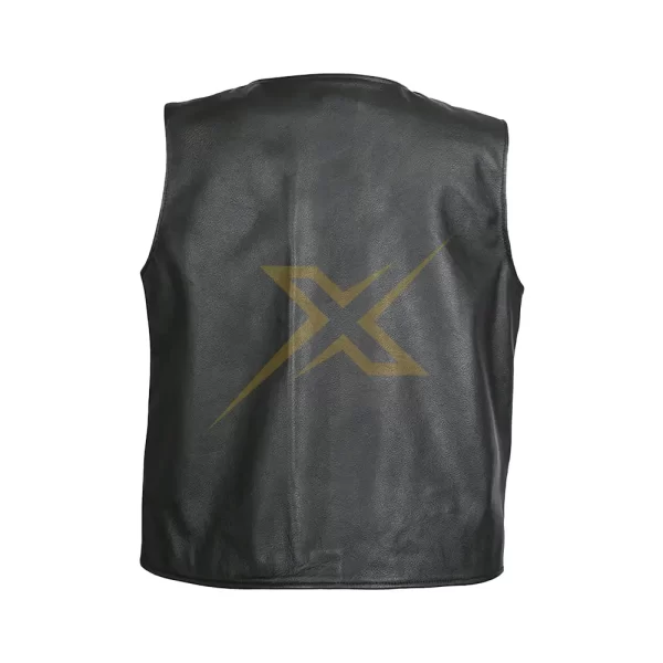 Ladies Motorcycle Leather Cowhide Vest 3