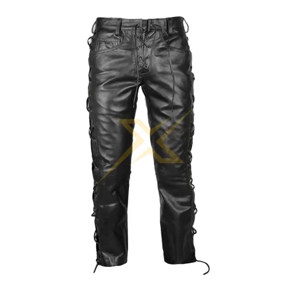 Mens Genuine Biker Cowboy Laced Pants Trousers 1