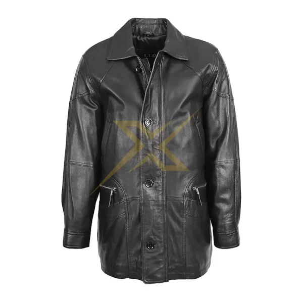 Mens Genuine Classic Leather M2 Black Coat 3