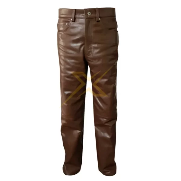 Mens Genuine Lambskin Leather Sleek and Sexy Biker Jeans Style Slim Fit Pants 3