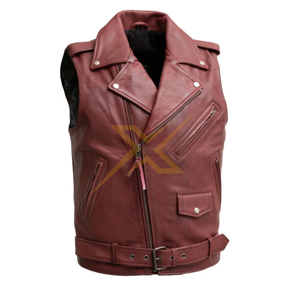 Mens Genuine Leather Motorcycle Biker Vest 1