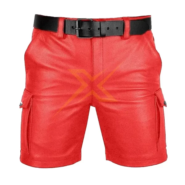 Mens Genuine Leather Shorts Cargo 2