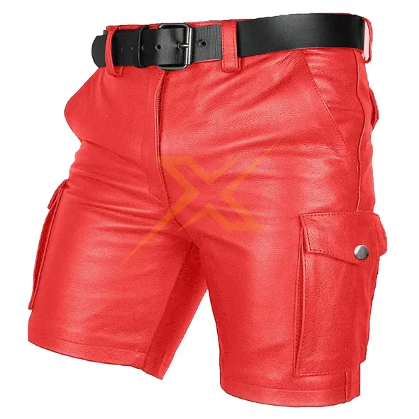 Mens Genuine Leather Shorts Cargo 3