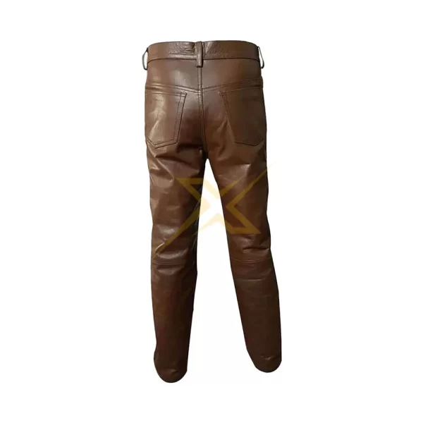 Mens Genuine Motorcycle Biker Pants Trousers With side Laces Cowhide Leather 1