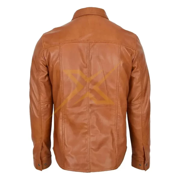 Mens Genuine Nappa Leather Classic Trucker Style Shirt 1