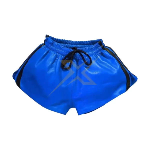 Mens Genuine Nappa Leather Elastic Band Shorts 2