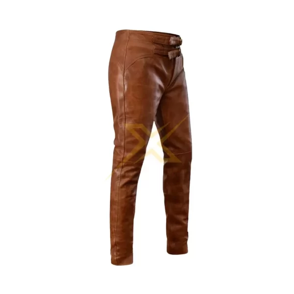 Mens Genuine Soft Brown Leather Pant 1